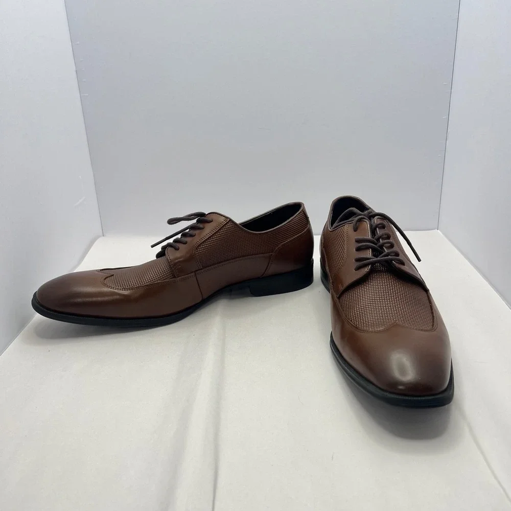 Michael Strahan Brown Dress Shoes Men 11 MS Pacific Wingtip Oxfords Preppy Laces